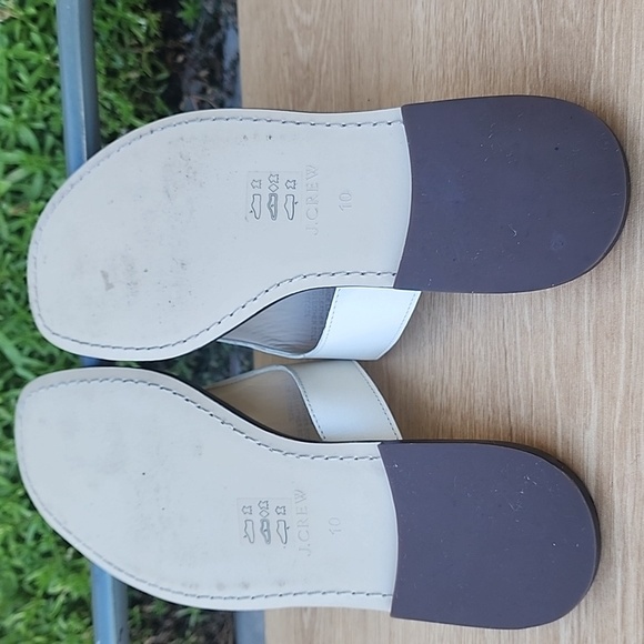 J Crew Cream Leather  Flip Flops Sandals Womens Size 10 - Picture 9 of 12